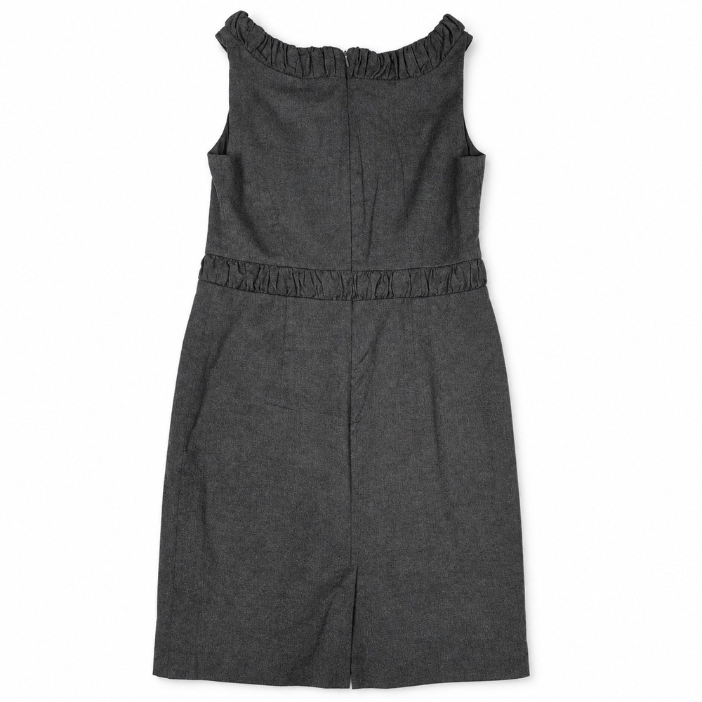 Talbots Womens Wool Sheath Dress Gray Ruffle Neck Sleeveless 12 Career Office - Picture 3 of 13